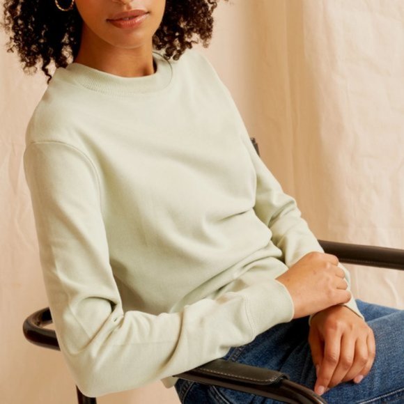 KOTN — Airy Cropped Crewneck Sweatshirt Moss - Picture 2 of 7